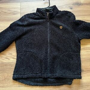 Ariat Women's Boucle Sherpa Fleece Full Zip Black Sweater Cardigan